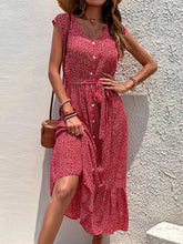 New Summer WomenLace-Up Short Sleeve Print Boho Dress